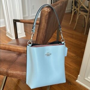 Coach Sky Blue Leather Shoulder Bag